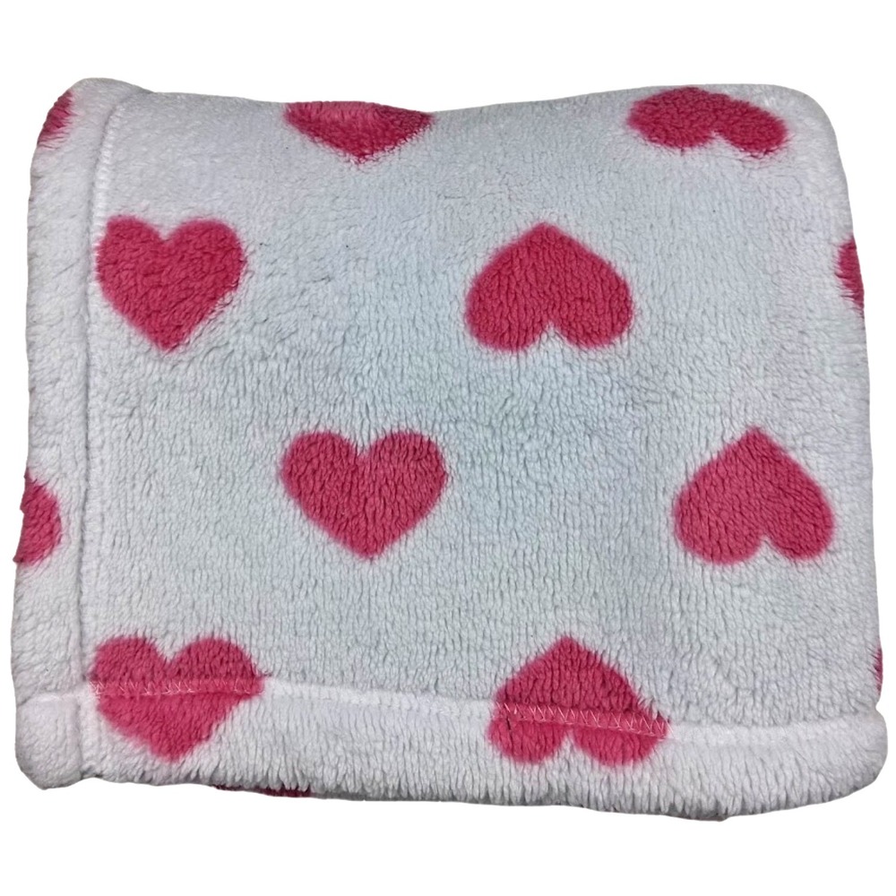 Baby‎ Gear White Pink Heart Fleece Blanket Girl 30x36 Soft Plush Security Lovey